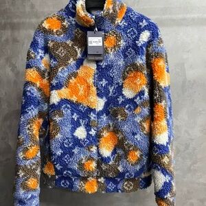 Authentic Louis Vuitton Blue and Orange Fleece Jacket